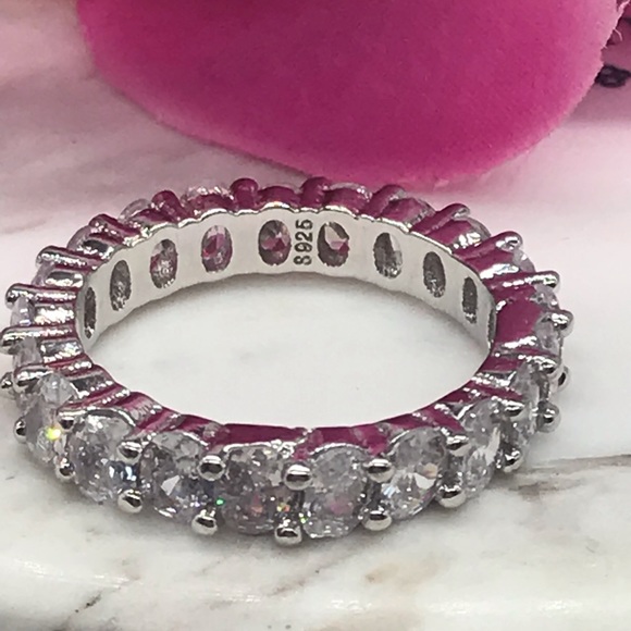 White Gold over 925 diamond eternity wedding ring - Picture 14 of 14